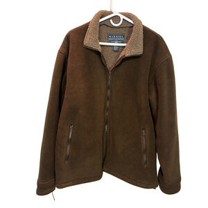 Maxxsel Outerwear Jacket Mens Large Brown Fleece Sherpa Lined Full Zip Outdoor